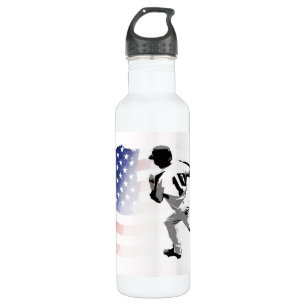 First Base Run - Baseball Player und USA Flag Edelstahlflasche