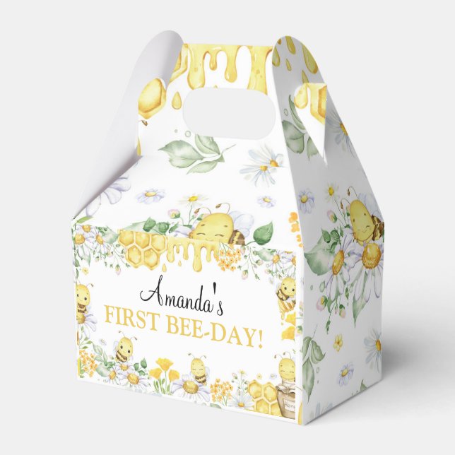 First Bee Day Floral Honey Bee Birthday Party Geschenkschachtel (Vorderseite)