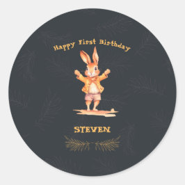 First Birthday animal Runder Aufkleber