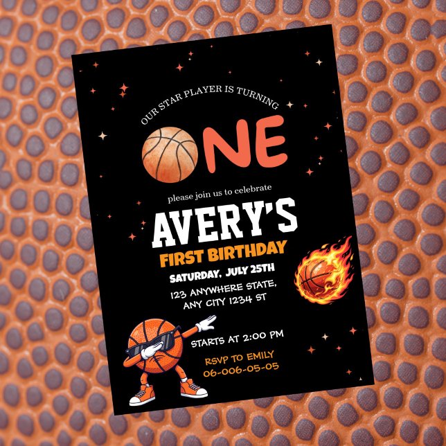 First birthday Basketball Invitation (Créateur téléchargé)