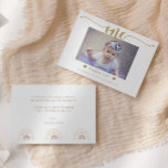 First Birthday Foto Elegantes Skript Dankeskarte<br><div class="desc">Vielen Dank an alle Ihre ersten Geburtstagsgäste mit diesem eleganten Script-Foto flach danke Ihnen Karte. Passen Sie den Text auf der Vorderseite/Rückseite an und fügen Sie ein Foto hinzu,  um einen personalisierten ersten Geburtstag dank Ihrer Karte zu erstellen.</div>