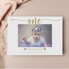 First Birthday Foto Elegantes Skript Mitteilungskarte