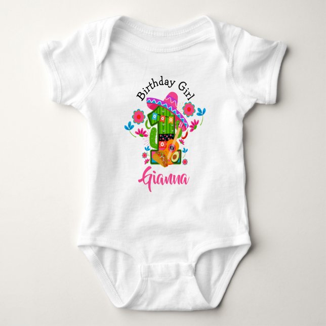 First Birthday Girl Fiesta | Mexiko-Party Baby Strampler (Vorderseite)