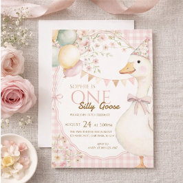 First birthday invitation with a fun goose design einladung