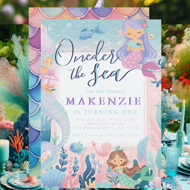 First Birthday Mermaid Einladung (Mermaid Birthday Invitation)