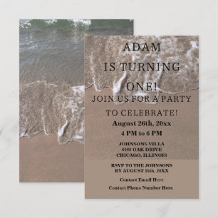 First Birthday Party Beach Nautical Custom Trendy Einladung