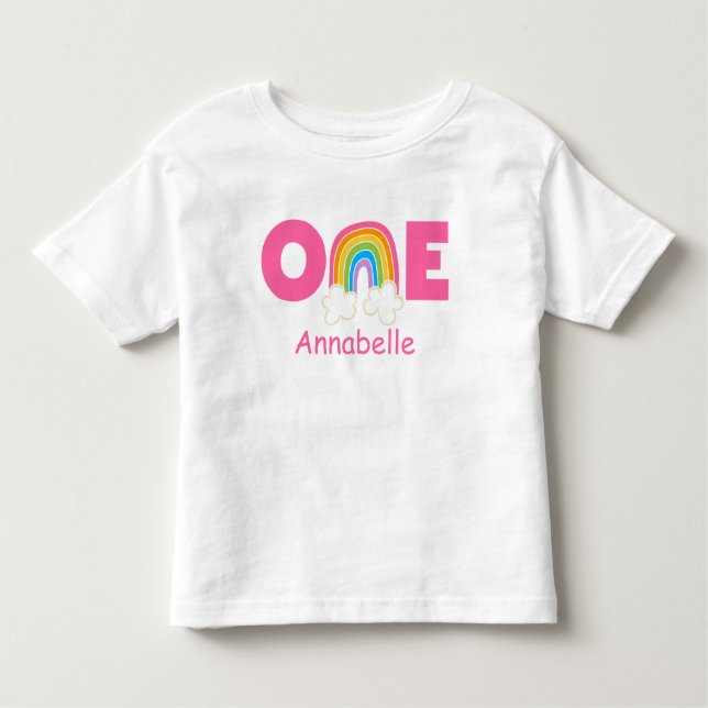 First Birthday T-Shirt Rainbow pinks (Vorderseite)