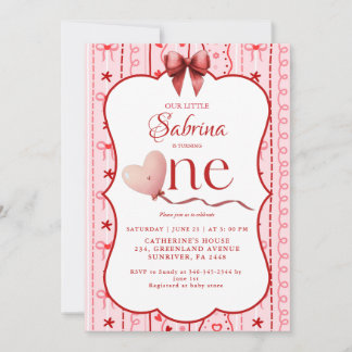 First Birthday valentine baby birthday party Einladung