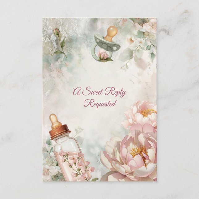 First Bloom Baby Shower Response Card Begleitkarte (Vorderseite)