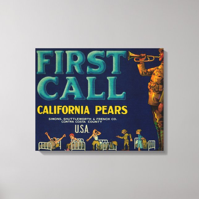 First Call Peak Crate LabelContra Costa, CA Leinwanddruck (Vorderseite)