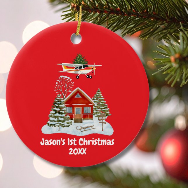 First Christmas Airplane Tree Pilot Boy Keramik Ornament (Von Creator hochgeladen)