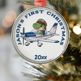 First Christmas Airplane und Dinosaurier Pilot Cus Ornament Aus Metall