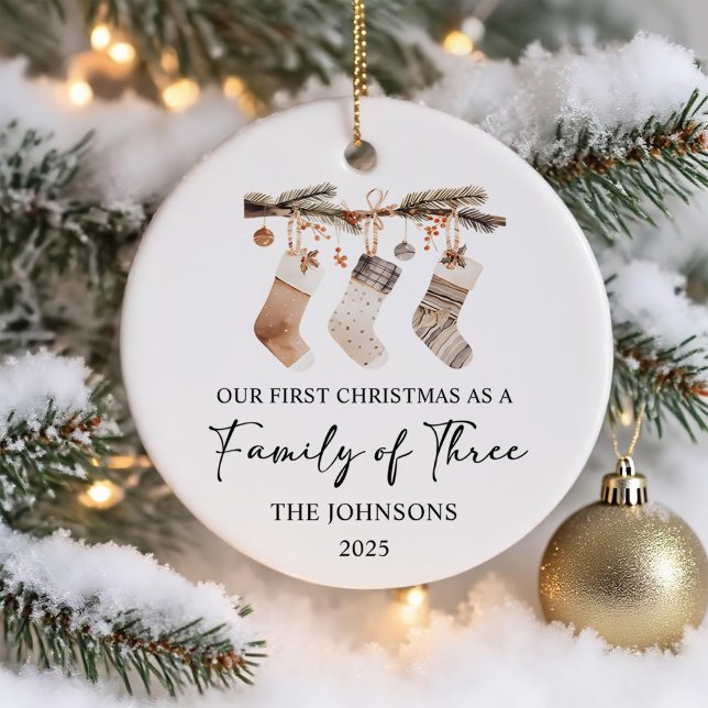 First Christmas as a Family of Three Keramik Ornament (Von Creator hochgeladen)