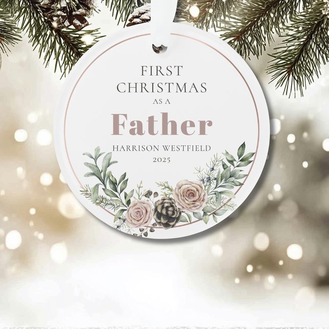 First Christmas as a Father Name Year (First Christmas as a Father Name Year Acrylic Ornament)