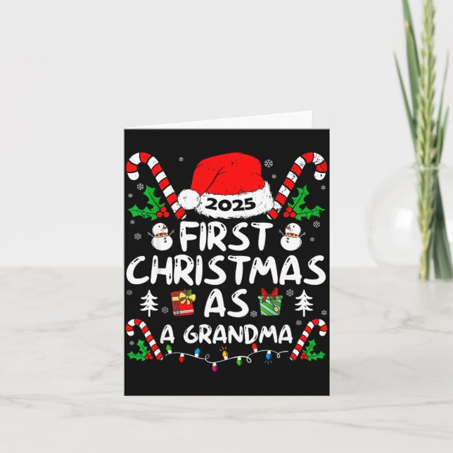 First Christmas As A Grandma 2025 Family Matching  Karte (Vorderseite)
