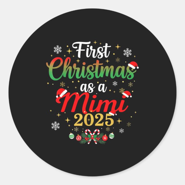 First Christmas As A Mimi 2025 New Mommy Xmas  Runder Aufkleber (Vorderseite)