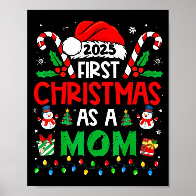 First Christmas As A Mom Family Matching New Mommy Poster (Vorne)