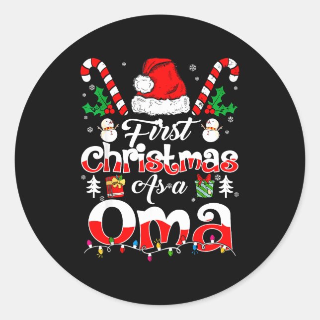 First Christmas As A Oma Family Matching  Runder Aufkleber (Vorderseite)