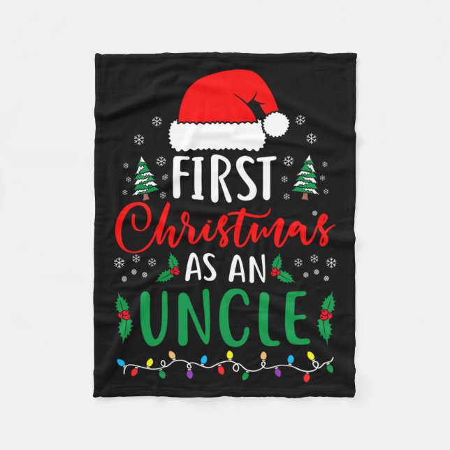 First Christmas As An Uncle New Parents Xmas Match Fleecedecke (Vorderseite)