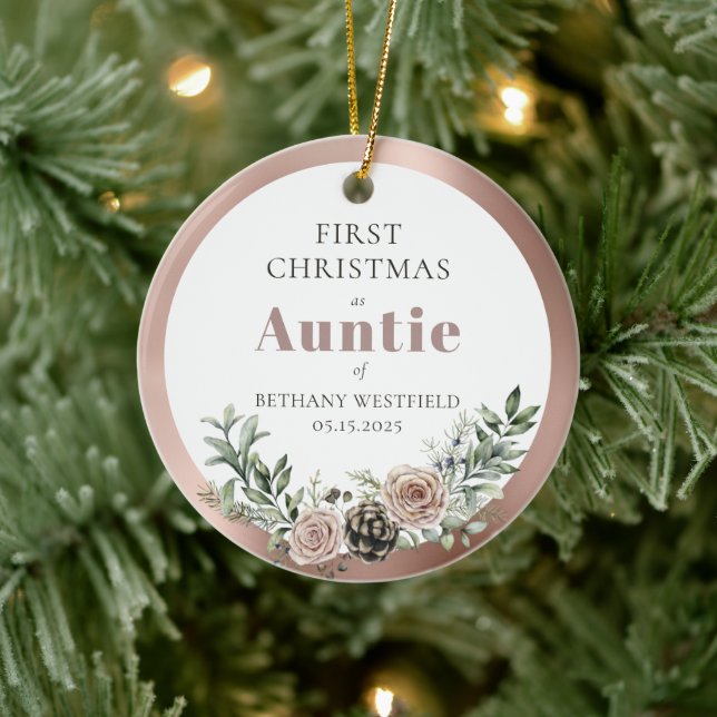 First Christmas as Auntie Photo Keepsake Keramik Ornament (Baum)