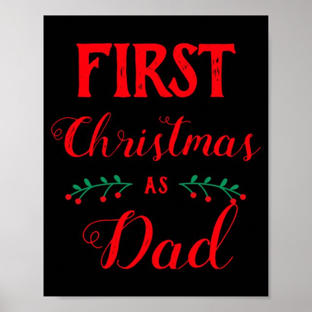 First Christmas As Dad Family Matching Red Text  Poster (Vorne)