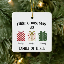 First Christmas as Family of Three Gift Keramikornament