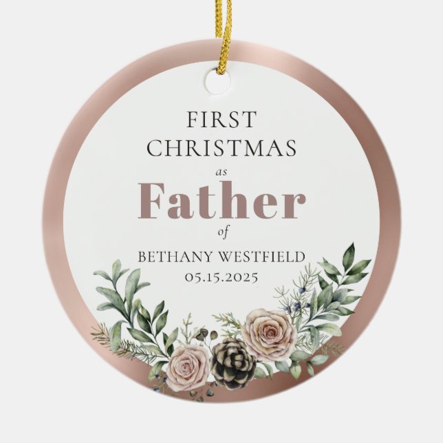 First Christmas as Father Photo Keepsake Keramik Ornament (Vorne)