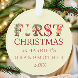 First Christmas as Grandma Red Typography – Custom Ornament