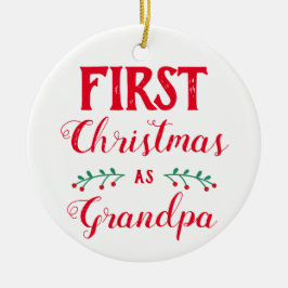 First Christmas as Grandpa white with baby's photo Keramik Ornament