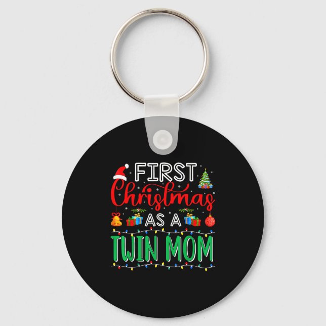 First Christmas As Twin Mom Family Matching New Tw Schlüsselanhänger (Vorderseite)