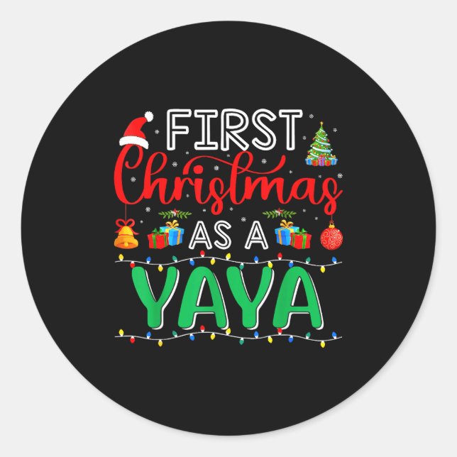 First Christmas As Yaya Family Matching New Yaya  Runder Aufkleber (Vorderseite)