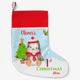 First Christmas Baby Boy Penguin Kleiner Weihnachtsstrumpf