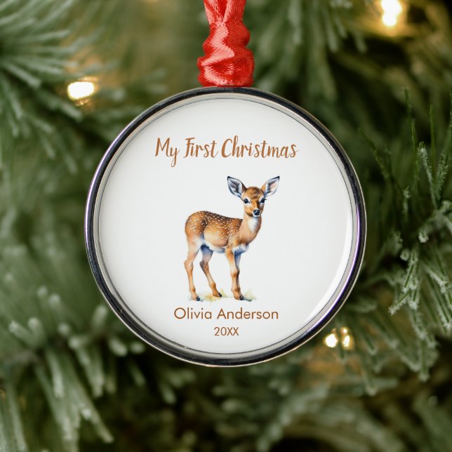 First Christmas Baby Deer Ornament Aus Metall (Baum)