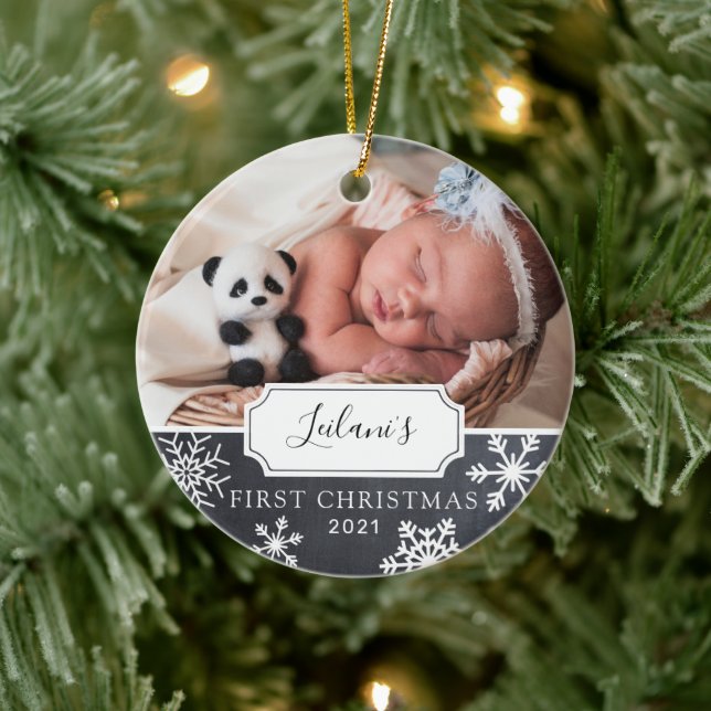 First Christmas Baby Foto Keramik Ornament (Baum)