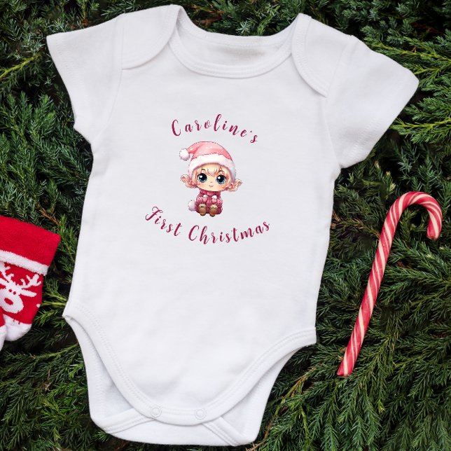 First Christmas Baby Girl Elf Personalisiert Baby Strampler (Von Creator hochgeladen)
