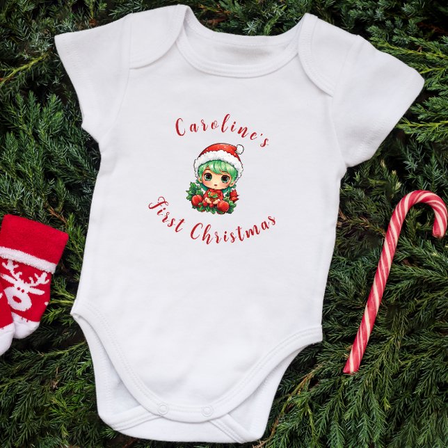 First Christmas Baby Girl Elf Personalisiert Baby Strampler (Von Creator hochgeladen)