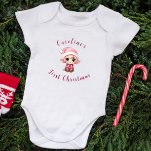 First Christmas Baby Girl Elf Personalisiert Strampler