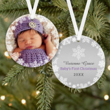 First Christmas Baby Girl Snowflake Frame Foto