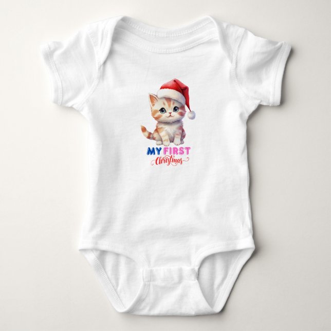 First Christmas Baby,niedlich Cat Christmas BabySu Baby Strampler (Vorderseite)