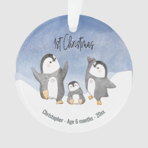 First Christmas Baby Penguin Mit Monogramm Ornament