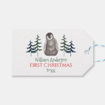 First Christmas Baby Penguin & Tree Personalisiert