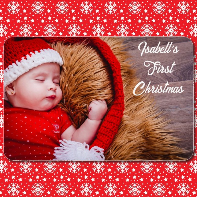 First Christmas Baby's Personalize Foto Geschenk 4 Magnet (Von Creator hochgeladen)