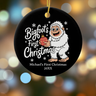 First Christmas BigFoot Sasquatch Funny Custom Keramik Ornament