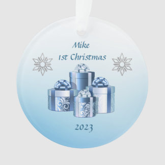 First Christmas Blue & Silver Baby Ornament