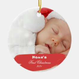 First Christmas Elegant Foto Keramik Ornamento Ornament