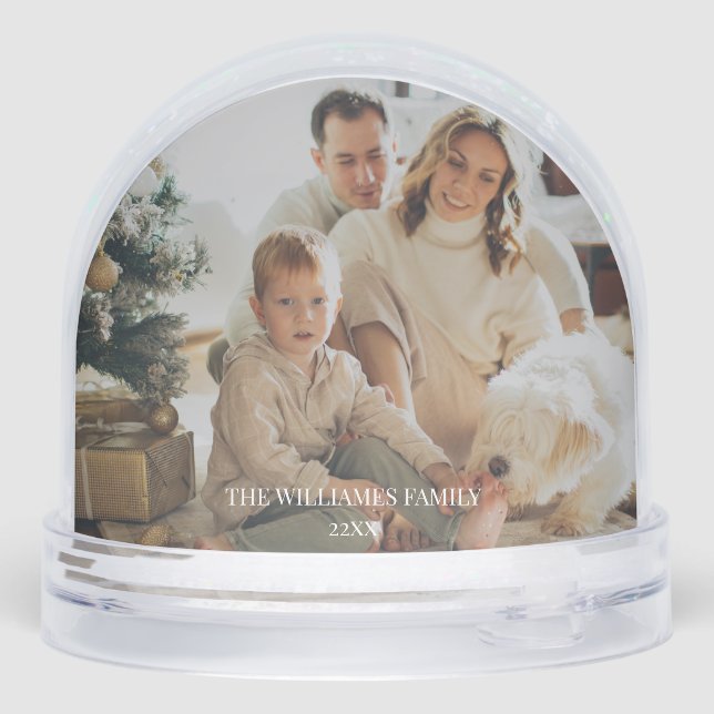 First Christmas Family Photo Script Minimal Name Schneekugeln (Rückseite)