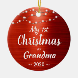 First Christmas Grandma String Lights Foto Keramik Ornament