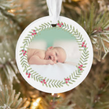 First Christmas Green Holiday Wreath Baby Foto