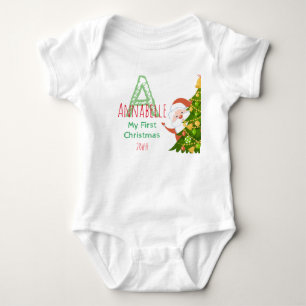 First Christmas Green Red Edigram Baby Strampler