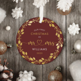 First Christmas Husband und Ehefrau Gold Wreath Fo Ornament Aus Metall